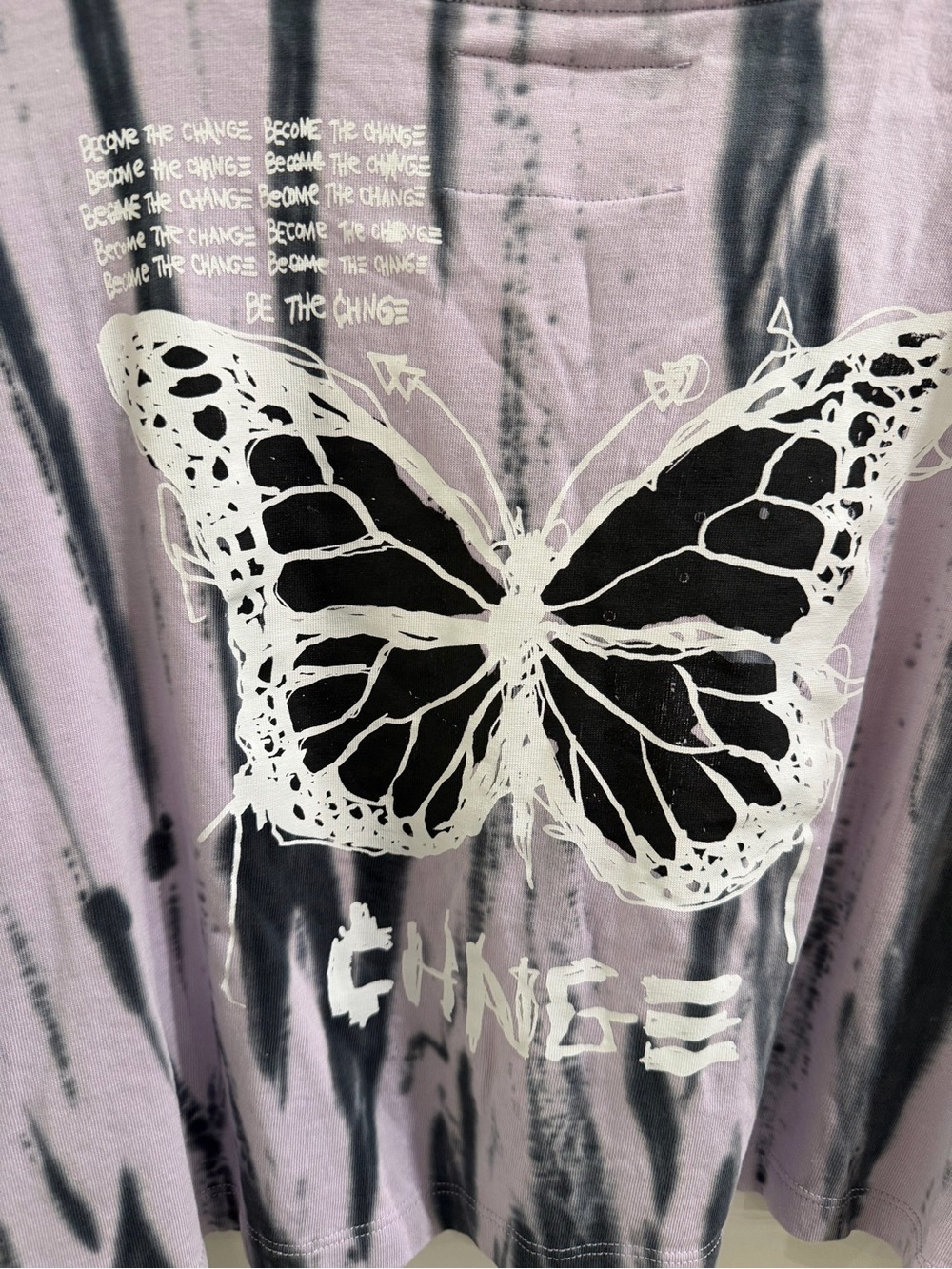 CHNGE-Like New!!-Lavender & Black Tie Dye Henley-Half Button Down sz XS - Picture 4 of 6